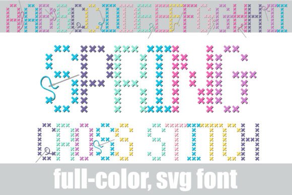 Spring Cross Stitch: Artisanal Needlework SVG Font